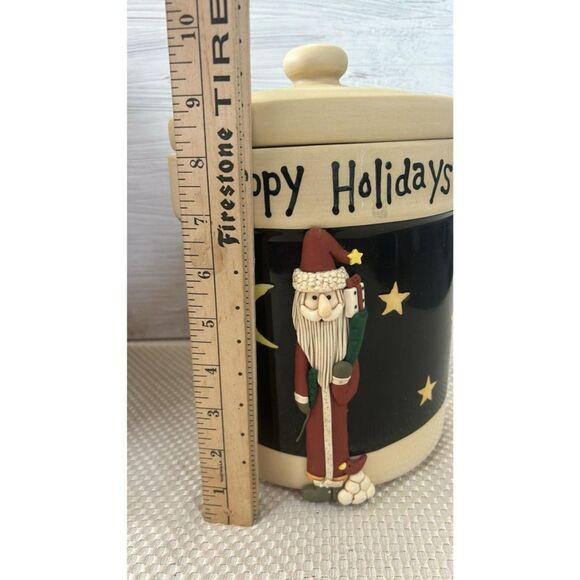 Christmas Cookie Jar Becca Barton ceramic Midnight Snowman CIC7311 - Picture 3 of 14